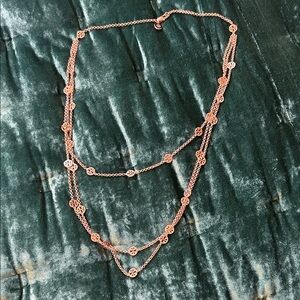 Tory Burch Rose Gold Layered Floral Medallion Necklace